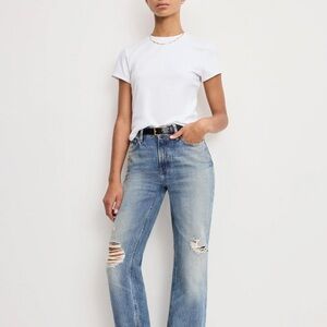 Good American Light Blue Distressed Flare Jeans
